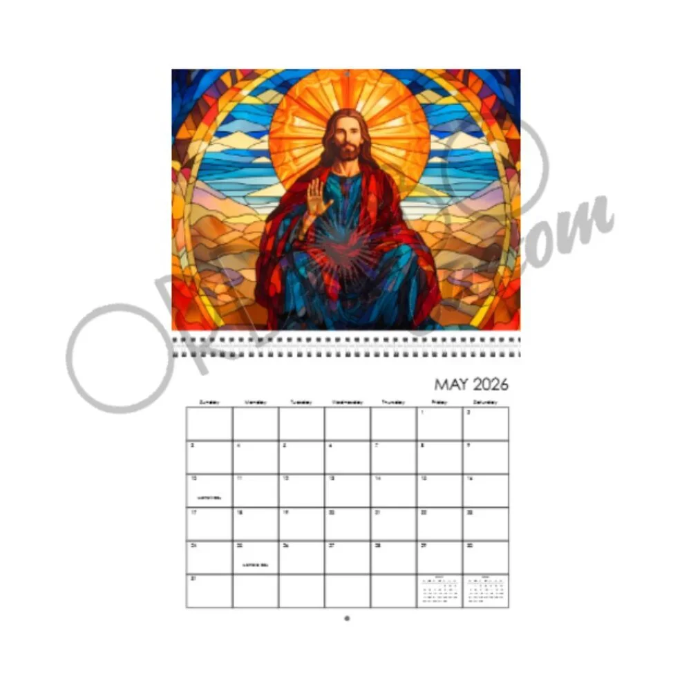 2026 Custom Christian Stain Glass Wall Calendar